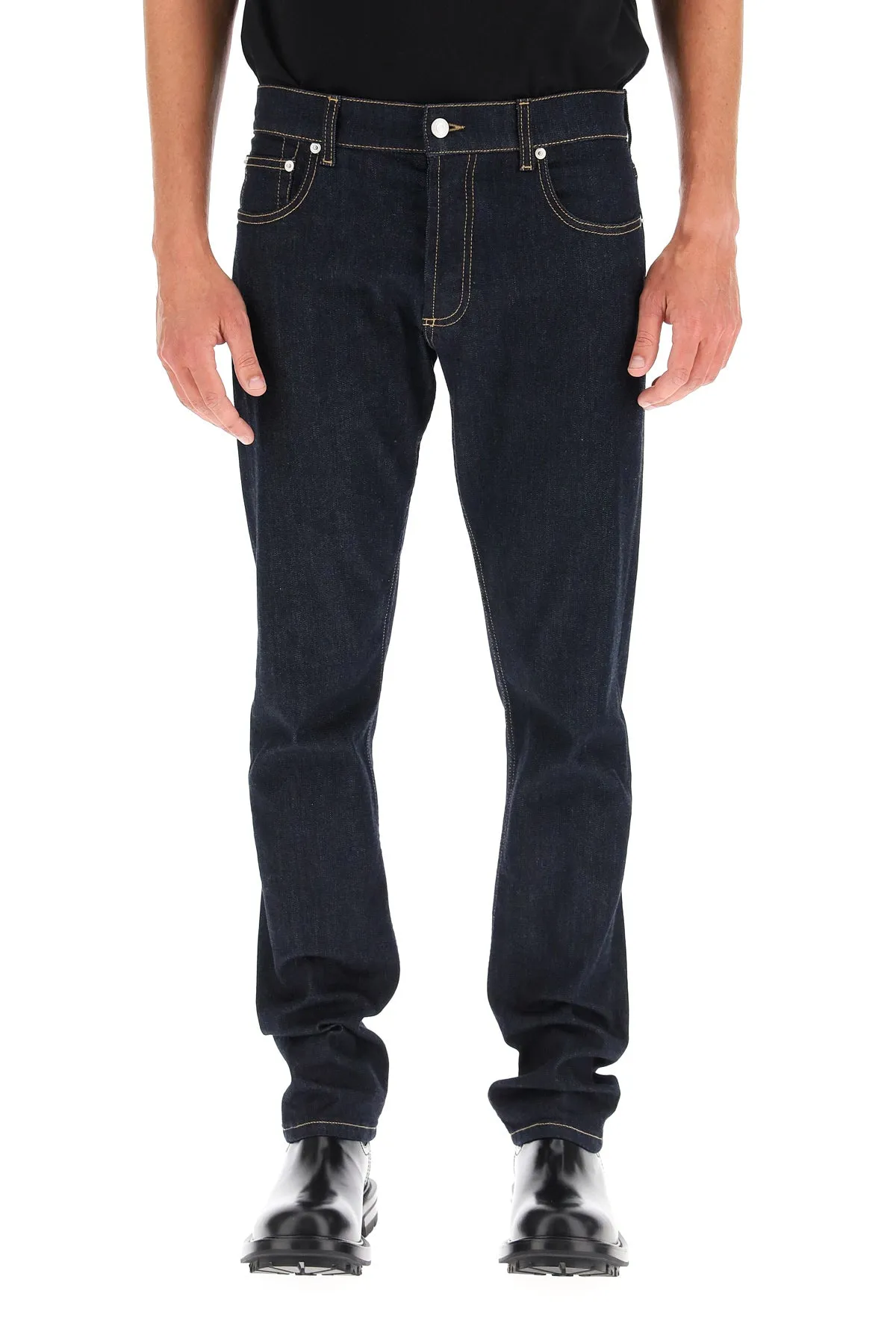 Alexander McQueen Logo Embroidered Slim-Fit Jeans