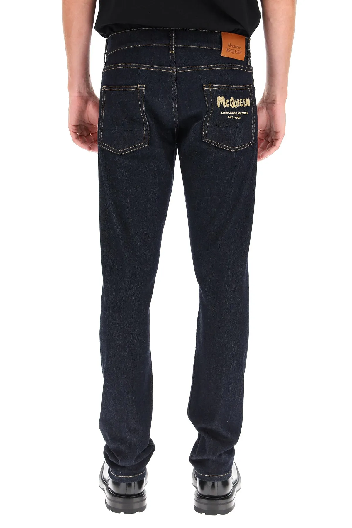 Alexander McQueen Logo Embroidered Slim-Fit Jeans