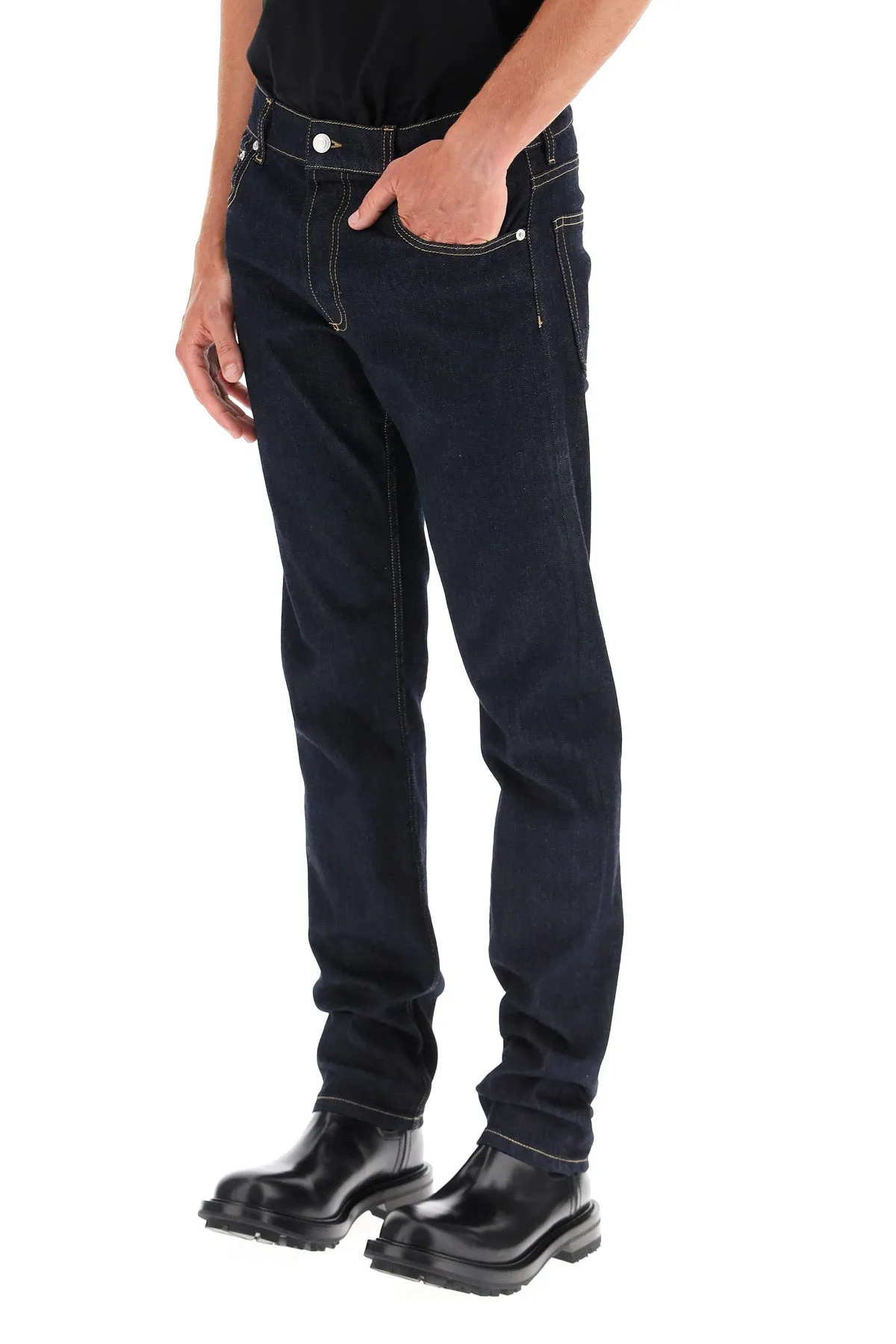 Alexander McQueen Logo Embroidered Slim-Fit Jeans