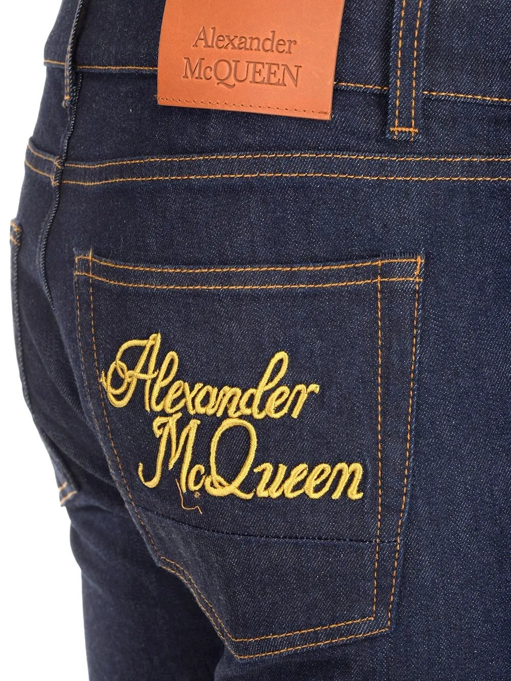 Alexander McQueen Logo Embroidered Straight Leg Jeans