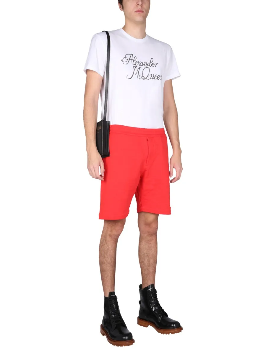 Alexander McQueen Logo Embroidered Sweat Shorts