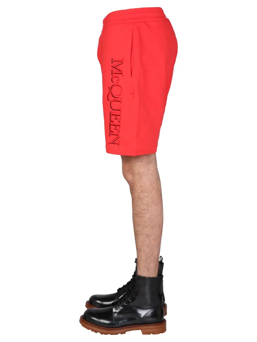 Alexander McQueen Logo Embroidered Sweat Shorts