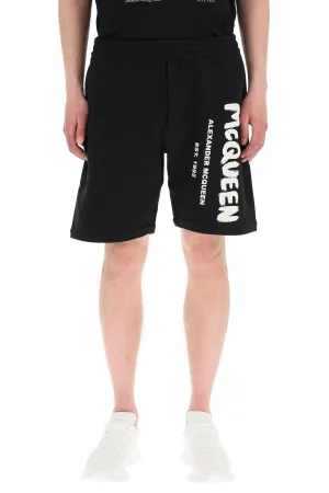 Alexander McQueen Logo Graffiti Bermuda Shorts