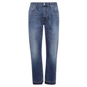 Alexander McQueen Logo Patch Wide Leg Jeans