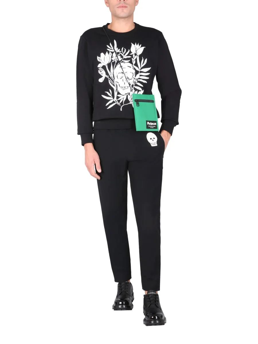 Alexander McQueen Skull Embroidered Straight-Leg Pants