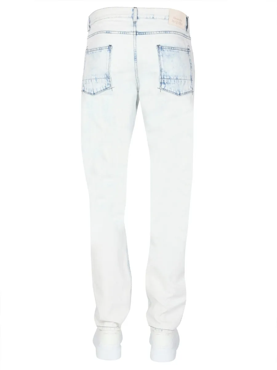 Alexander McQueen Straight-Leg Acid Wash Jeans