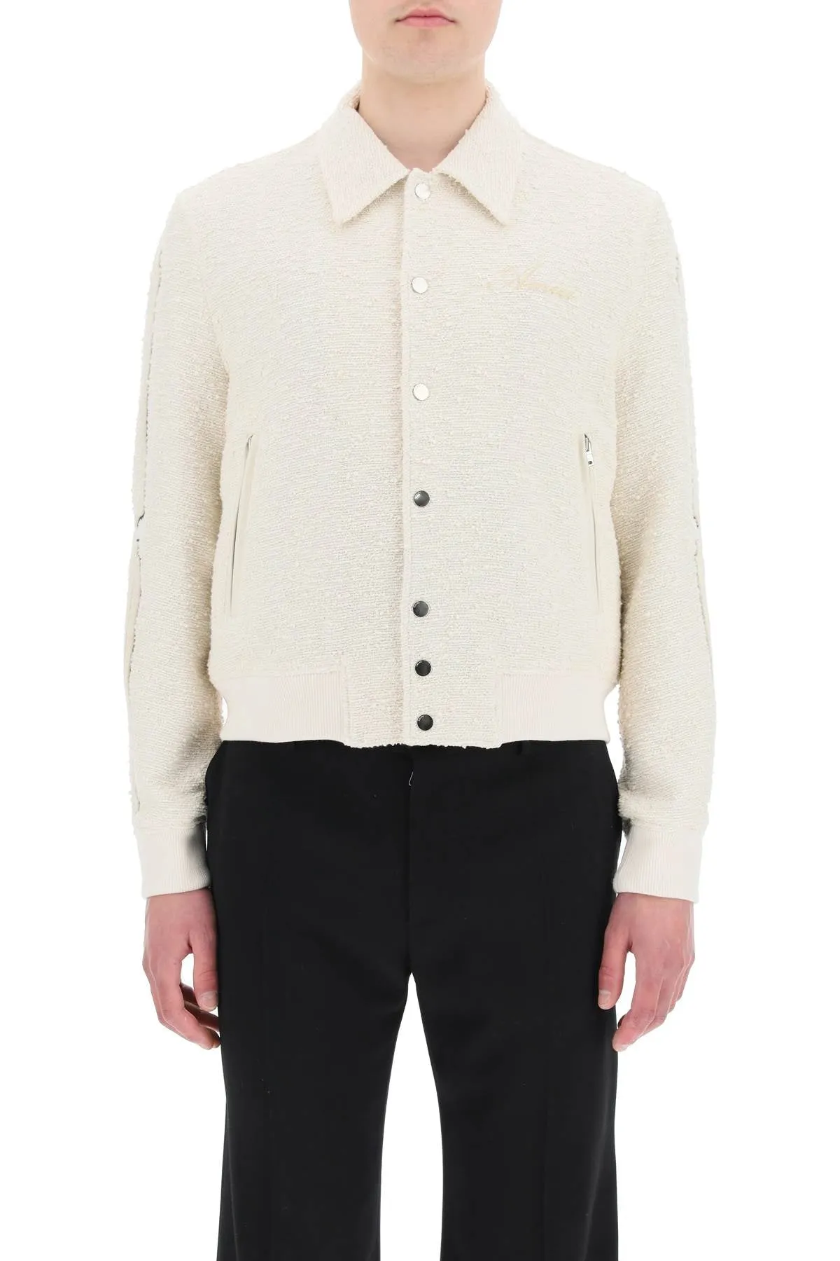 Amiri Logo Embroidered Clasp Fastened Bomber Jacket