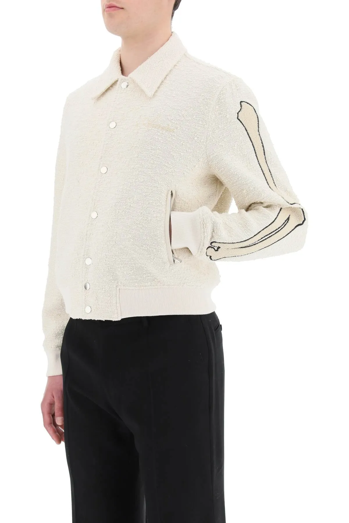 Amiri Logo Embroidered Clasp Fastened Bomber Jacket