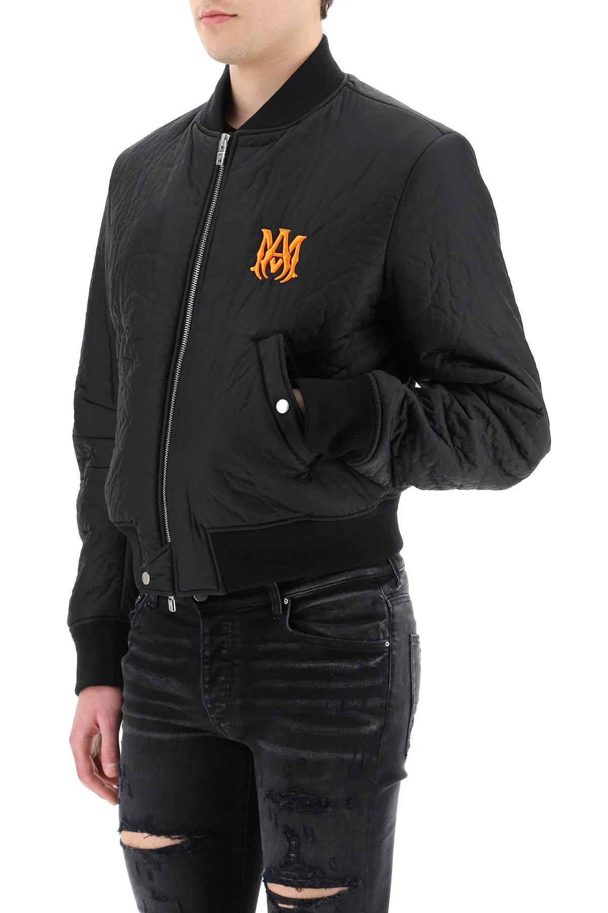 Amiri Logo Embroidered Zipped Jacket