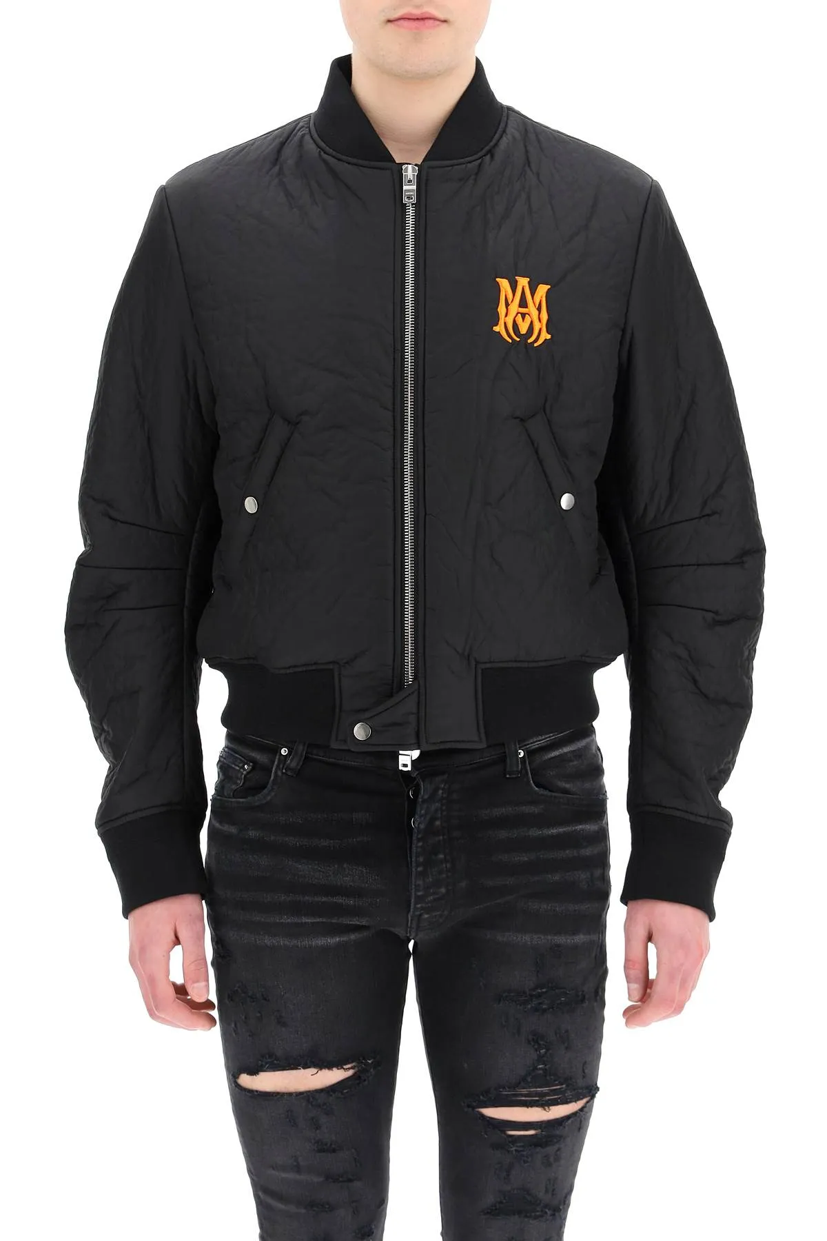 Amiri Logo Embroidered Zipped Jacket