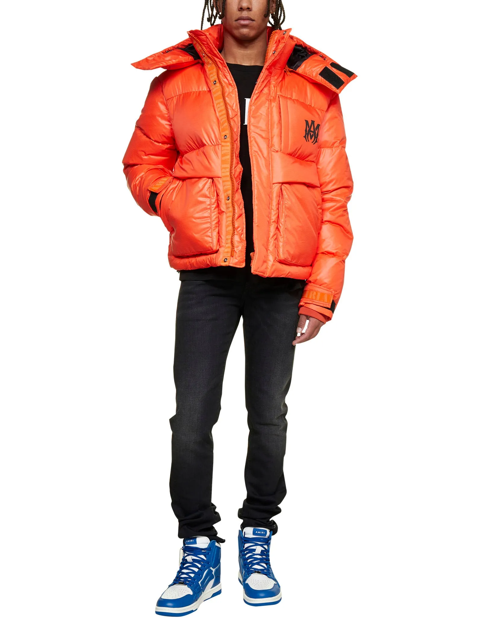 Amiri Logo Printed Long-Sleeved Down Jacket