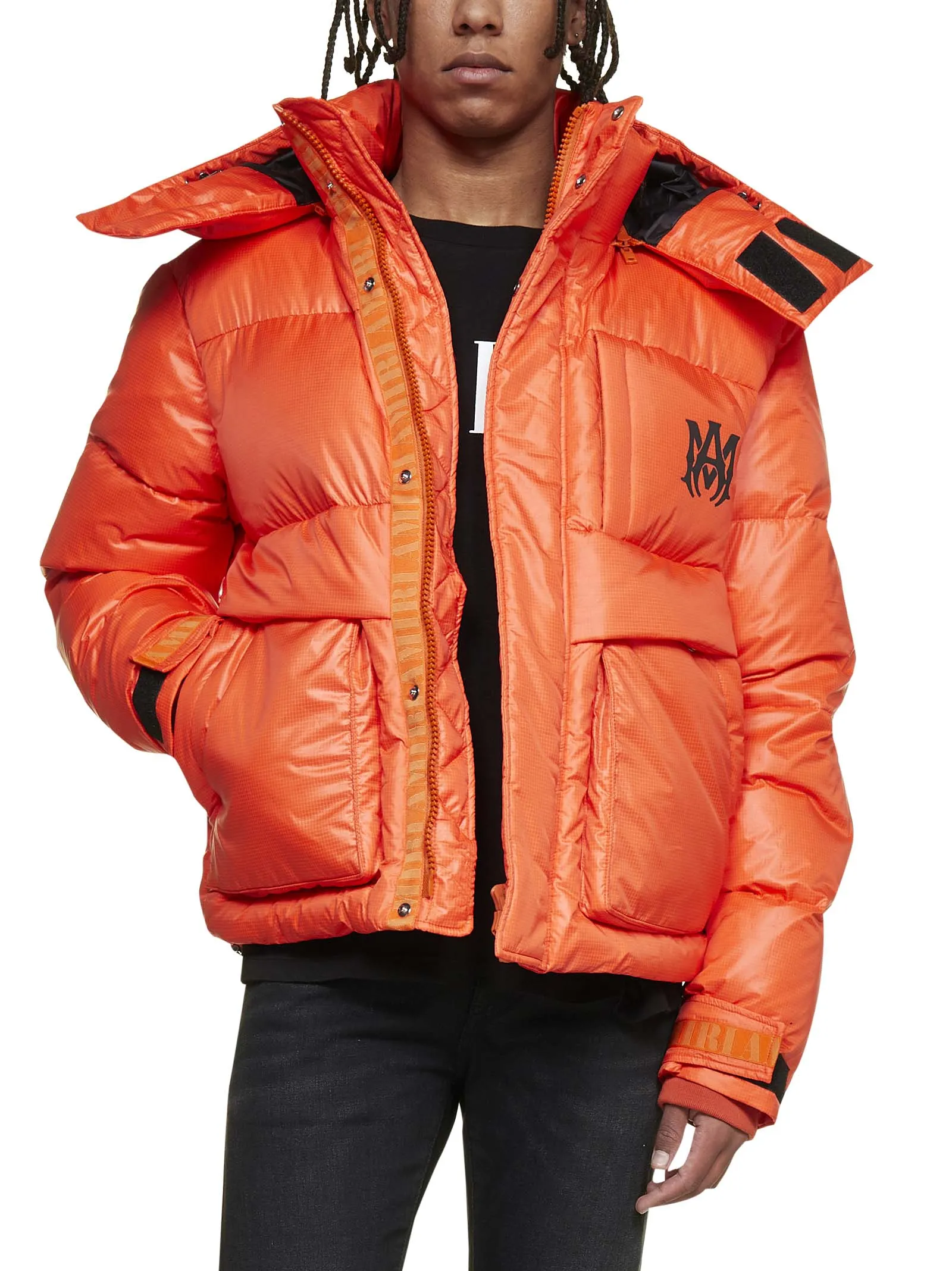Amiri Logo Printed Long-Sleeved Down Jacket