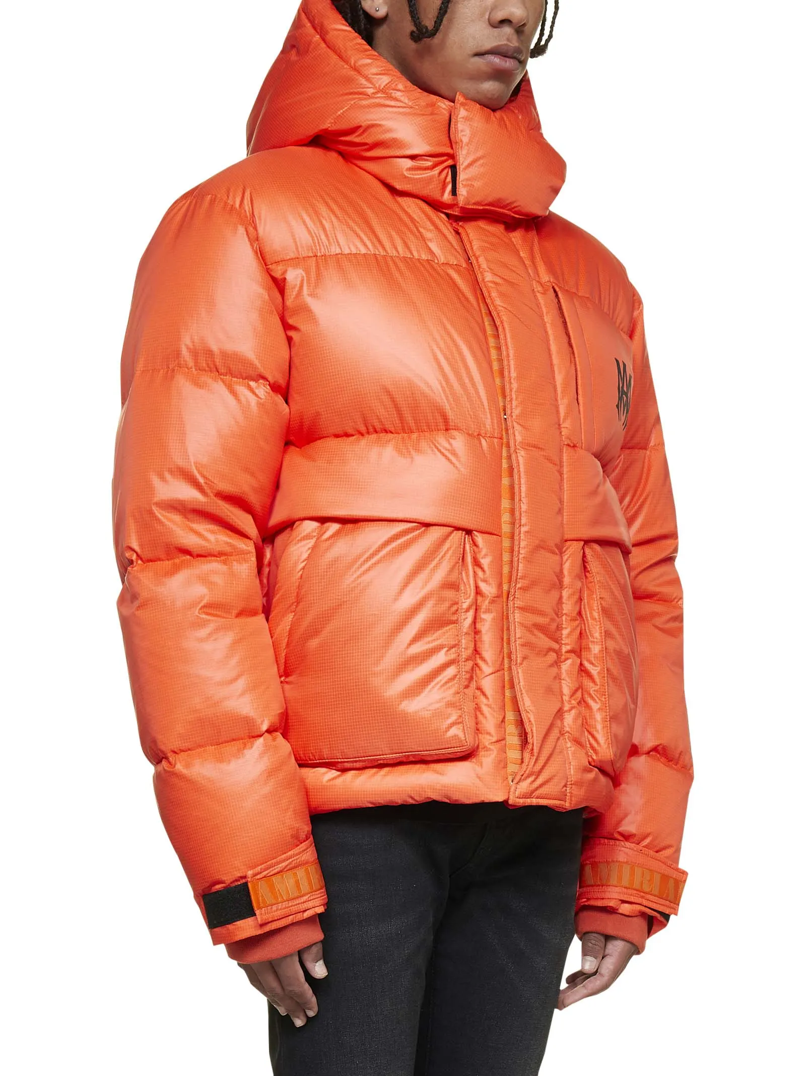Amiri Logo Printed Long-Sleeved Down Jacket