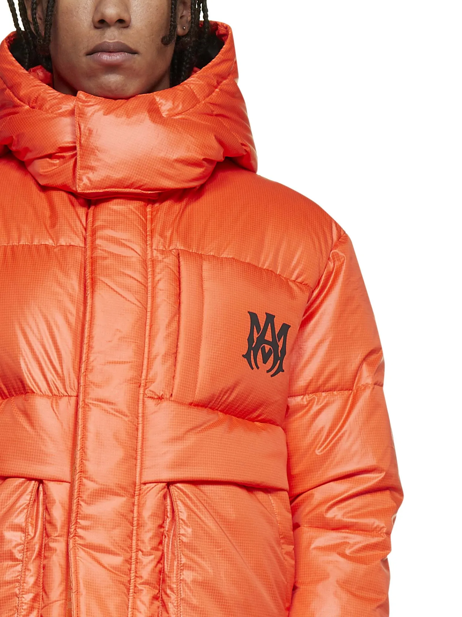 Amiri Logo Printed Long-Sleeved Down Jacket