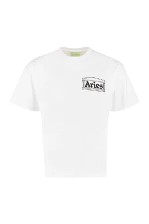 Aries Logo Printed Crewneck T-Shirt