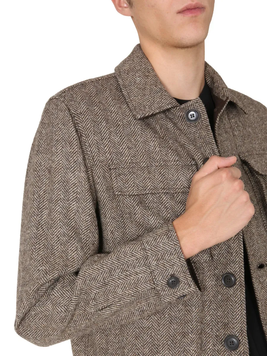 Aspesi Herringbone Patch-Pocket Jacket