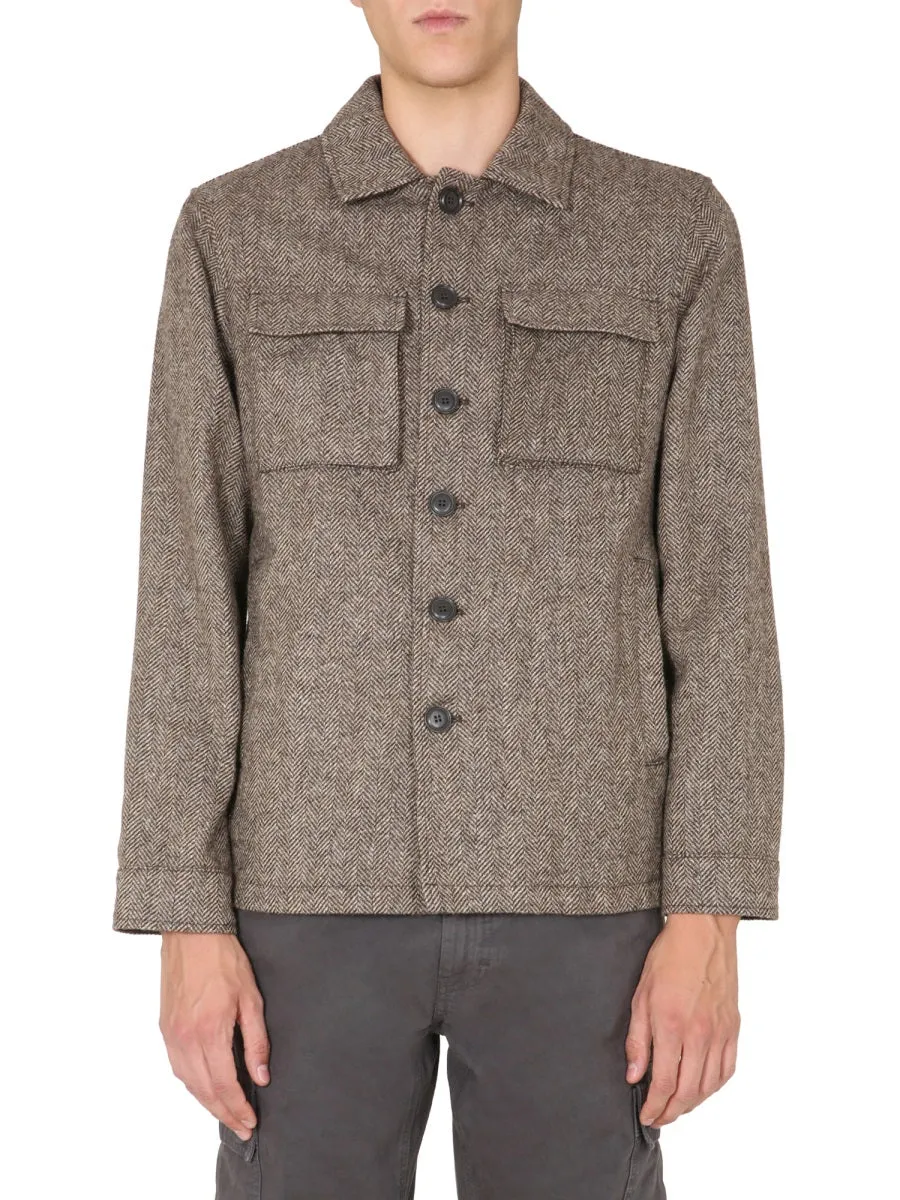 Aspesi Herringbone Patch-Pocket Jacket