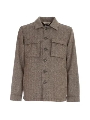 Aspesi Herringbone Patch-Pocket Jacket