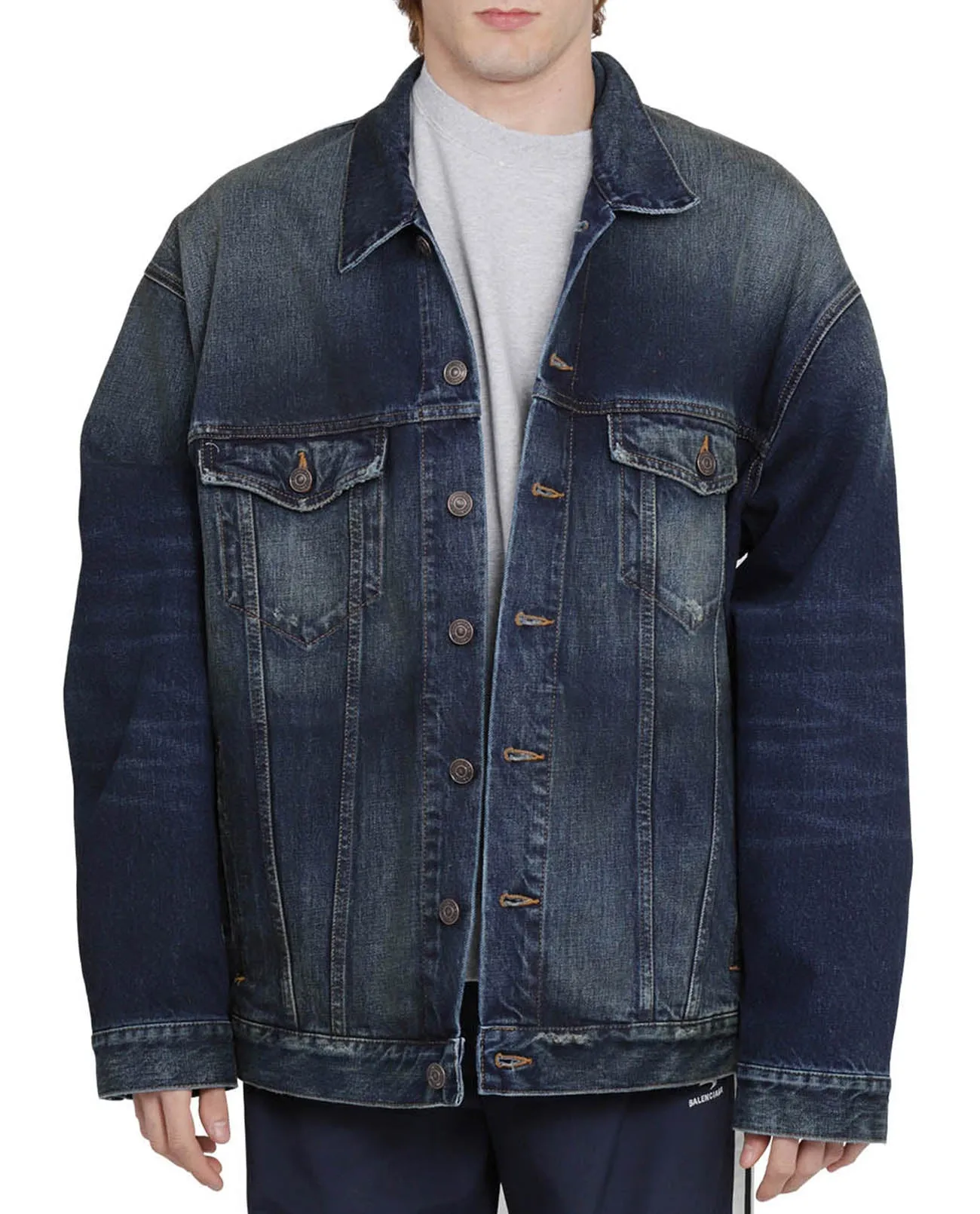 Balenciaga Logo Embroidered Denim Jacket
