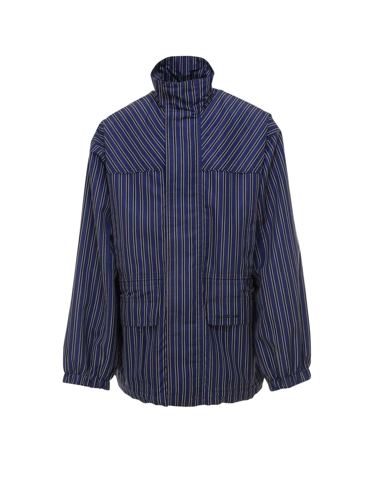 Balenciaga Striped High-Neck Jacket