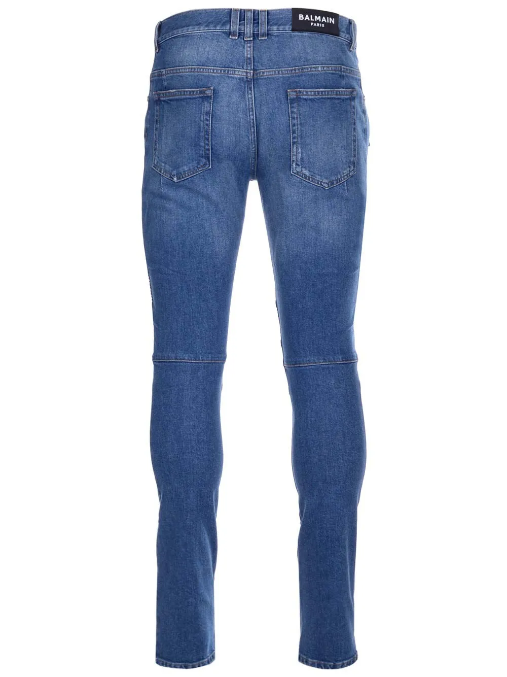 Balmain Biker Distressed Skinny Jeans