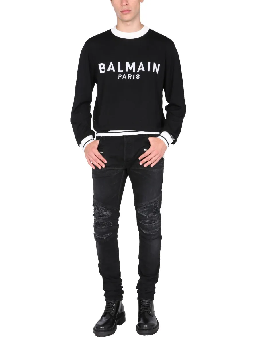 Balmain Distressed Slim-Fit Jeans