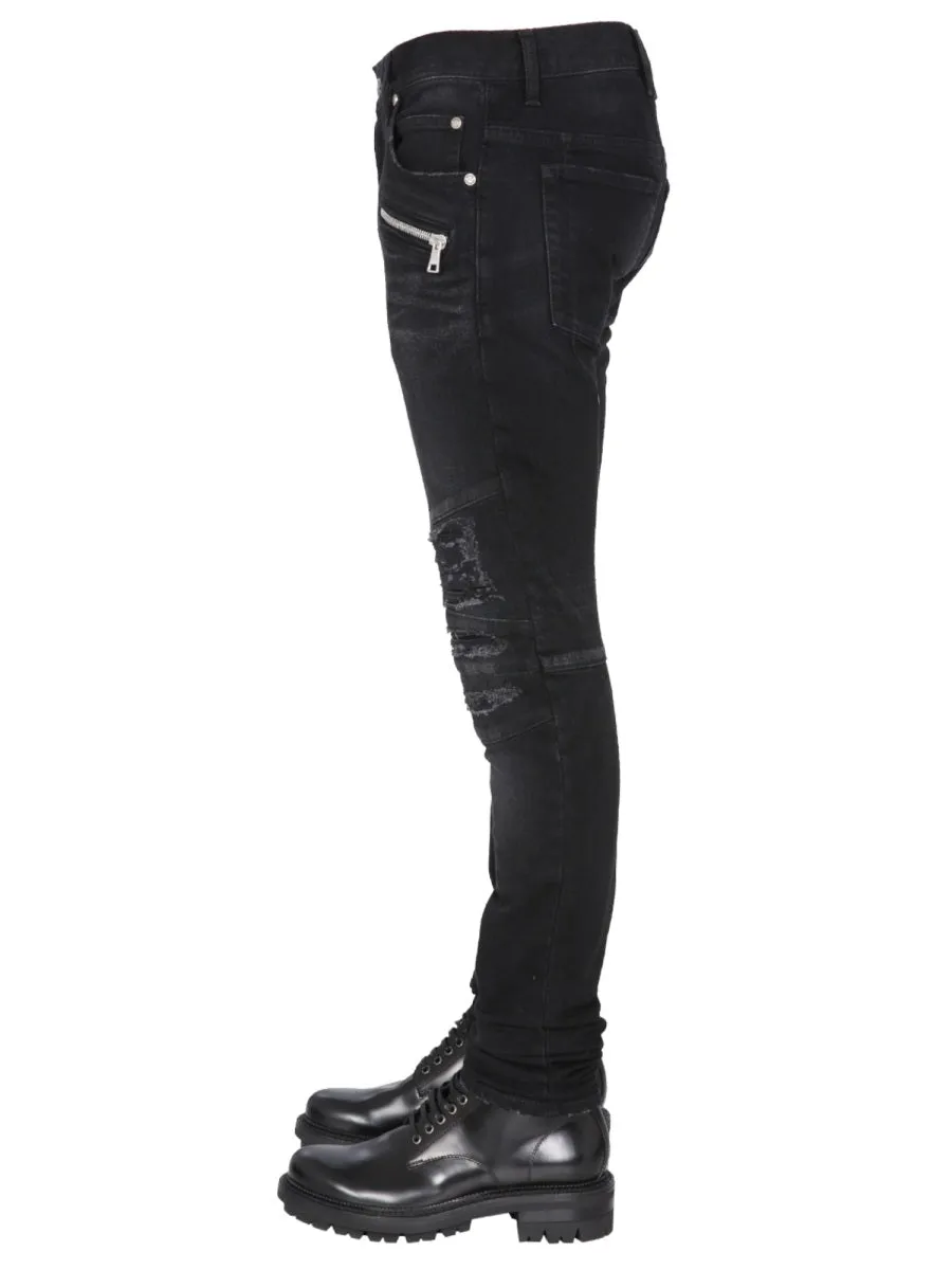 Balmain Distressed Slim-Fit Jeans