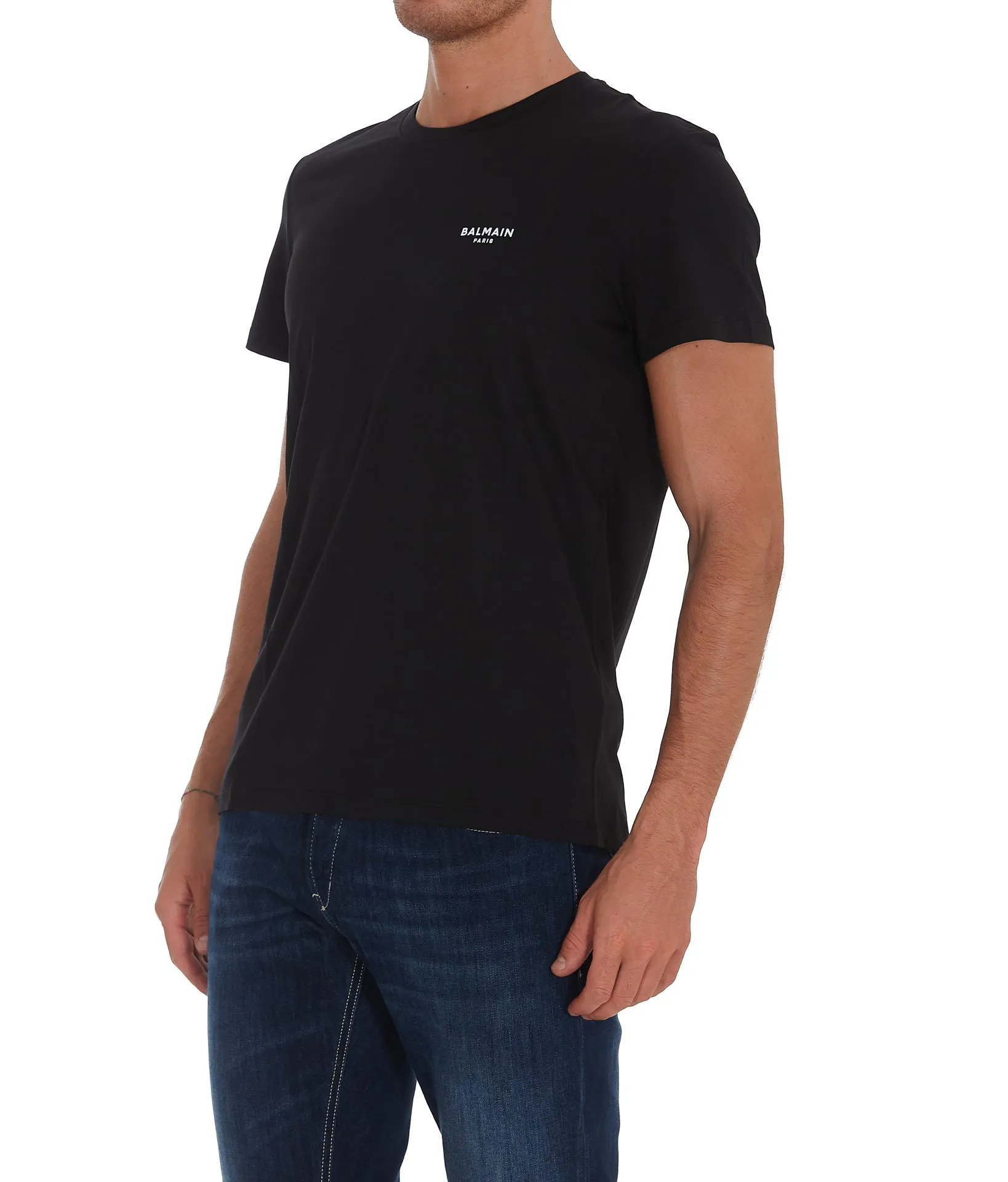 Balmain Flocked Logo Crewneck T-Shirt