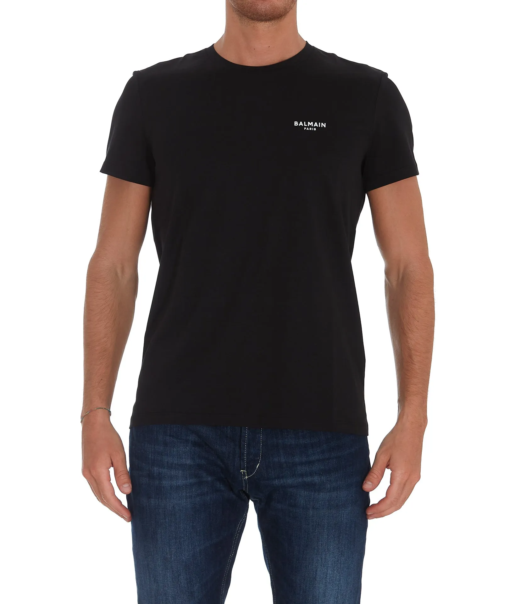 Balmain Flocked Logo Crewneck T-Shirt