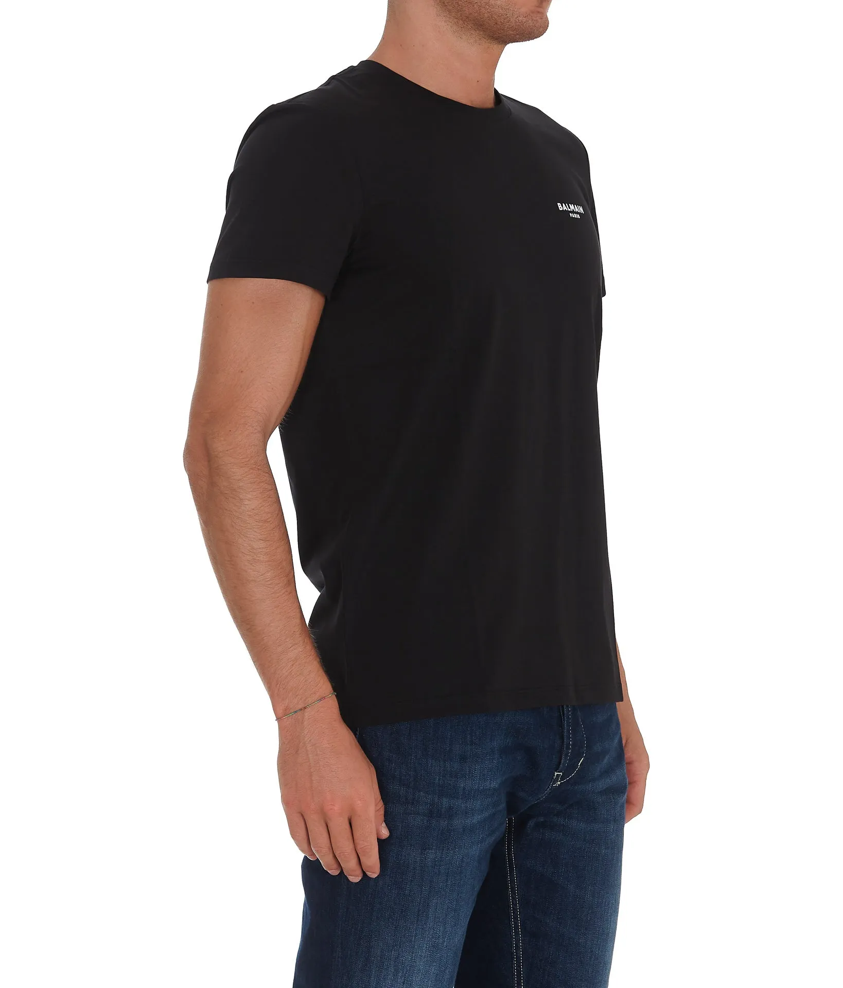 Balmain Flocked Logo Crewneck T-Shirt