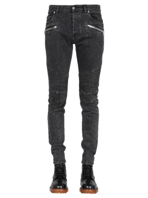 Balmain Ribbed-Knee Skinny Jeans