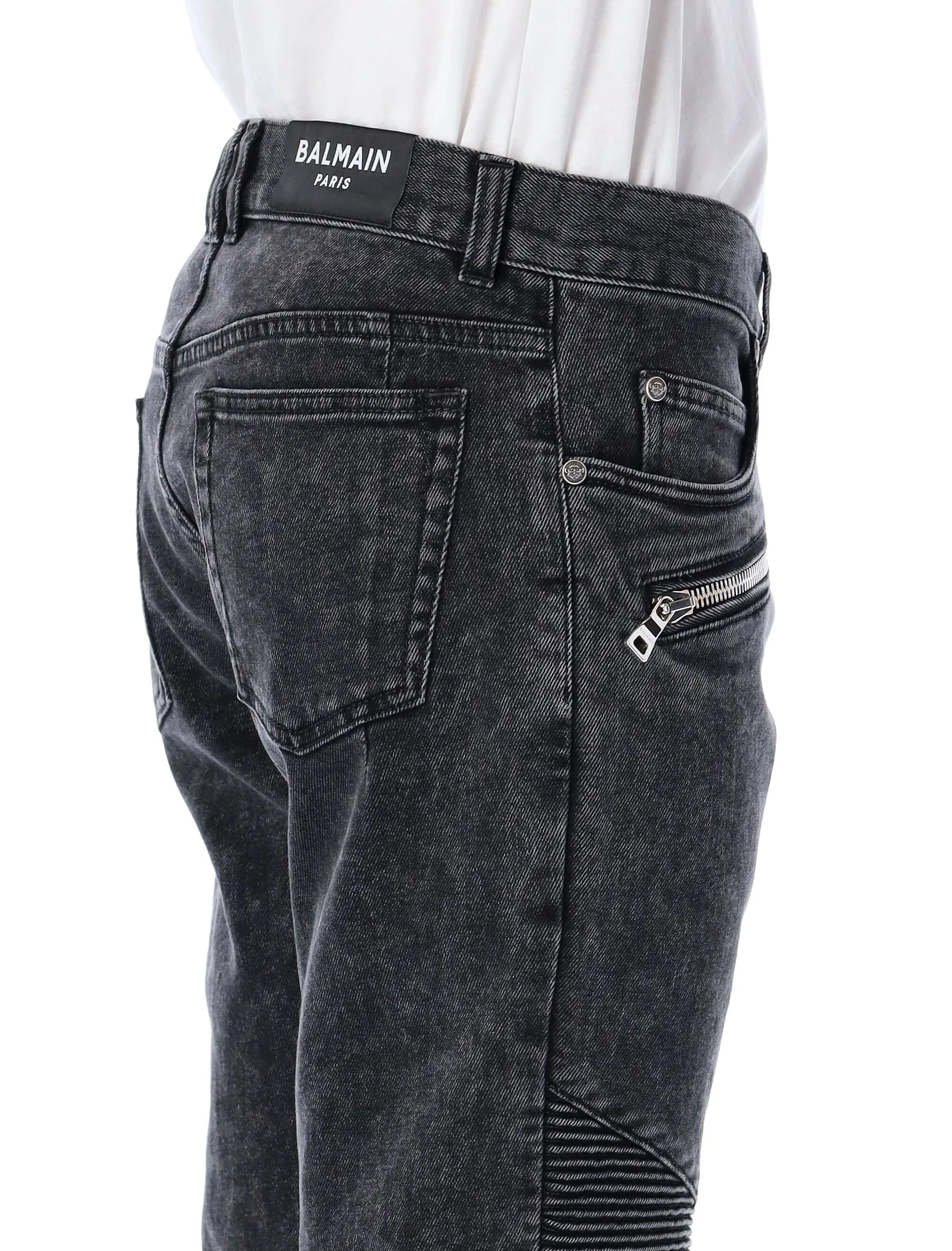 Balmain Ribbed Tapered Leg Jeans