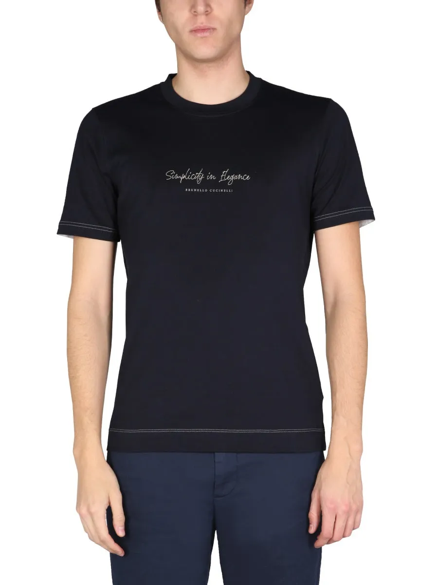 Brunello Cucinelli Logo Printed Crewneck T-Shirt