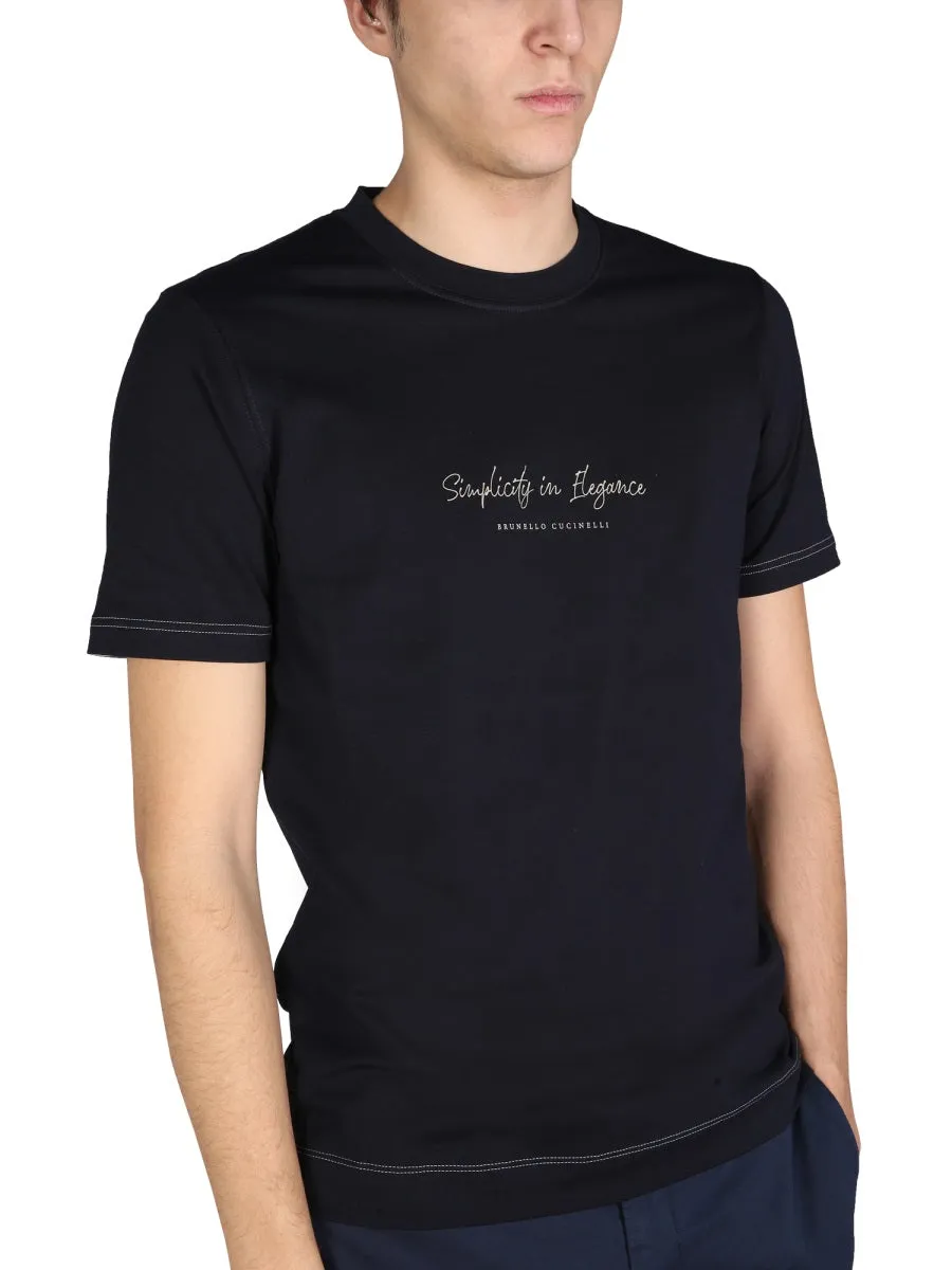 Brunello Cucinelli Logo Printed Crewneck T-Shirt