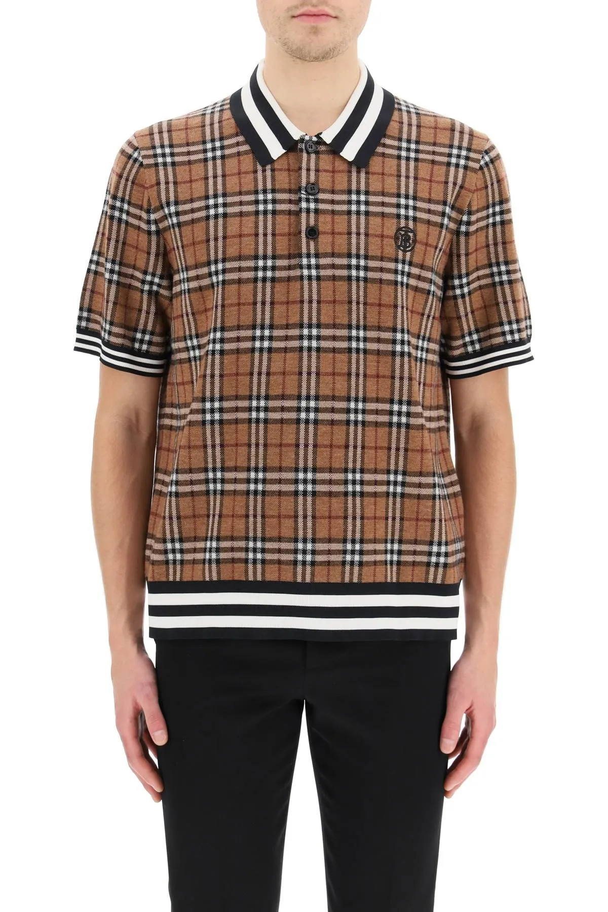 Burberry Monogram Motif Check Jacquard Polo Shirt