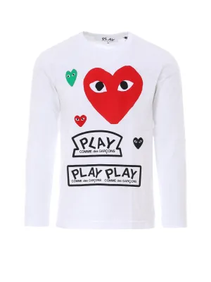 Comme des Garons Play Multi Logo Long Sleeve T-Shirt