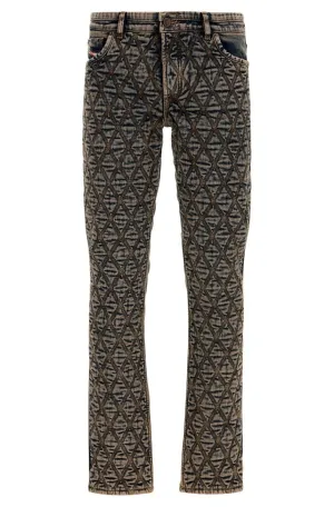 Diesel Quilted Diamond Pattern Straight-Leg Jeans