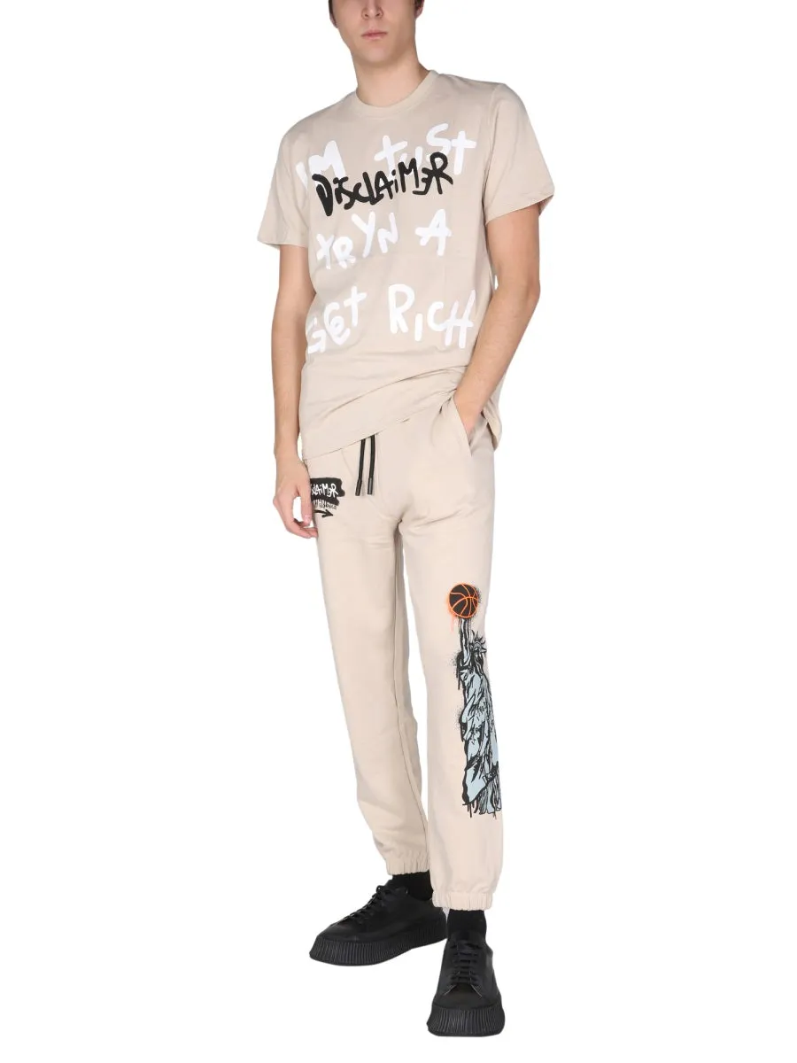 Disclaimer Logo Printed Drawstring Jogging Pants