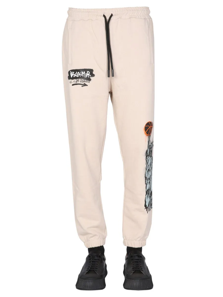 Disclaimer Logo Printed Drawstring Jogging Pants