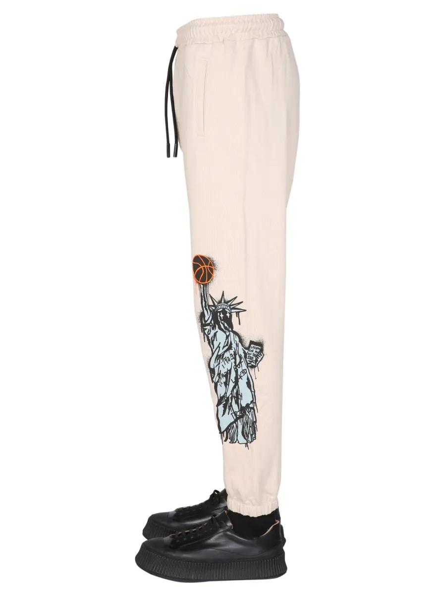 Disclaimer Logo Printed Drawstring Jogging Pants