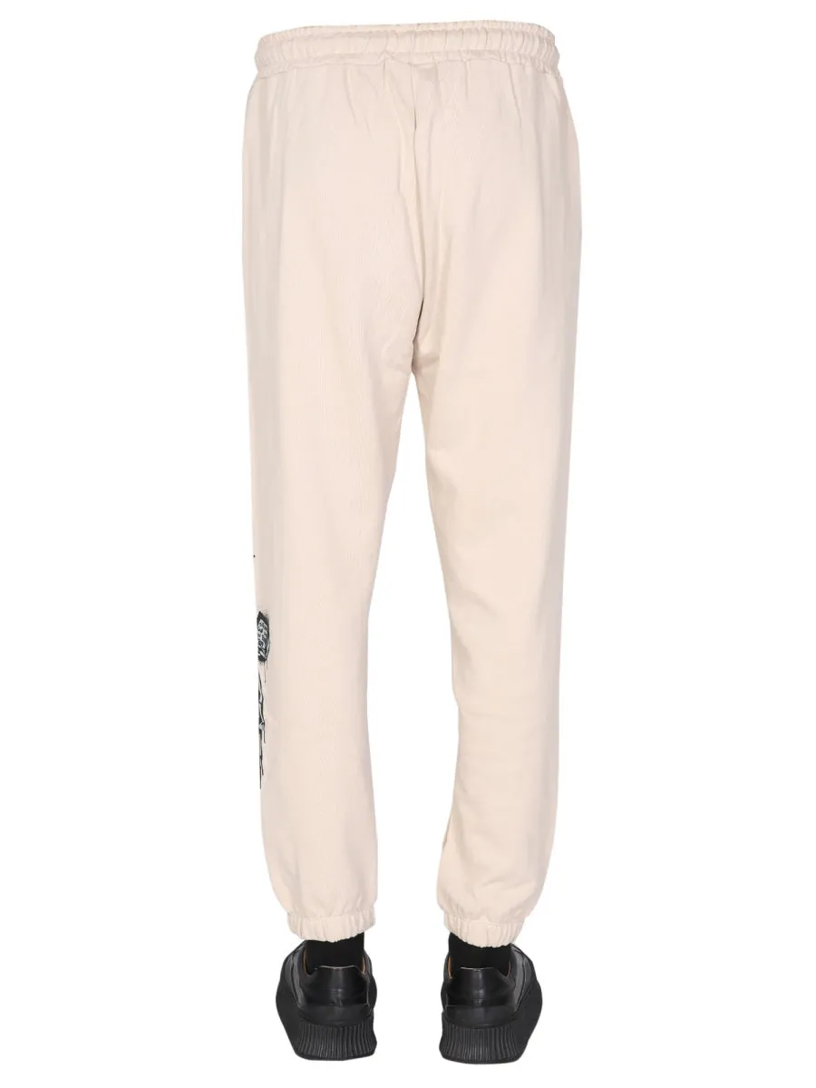 Disclaimer Logo Printed Drawstring Jogging Pants