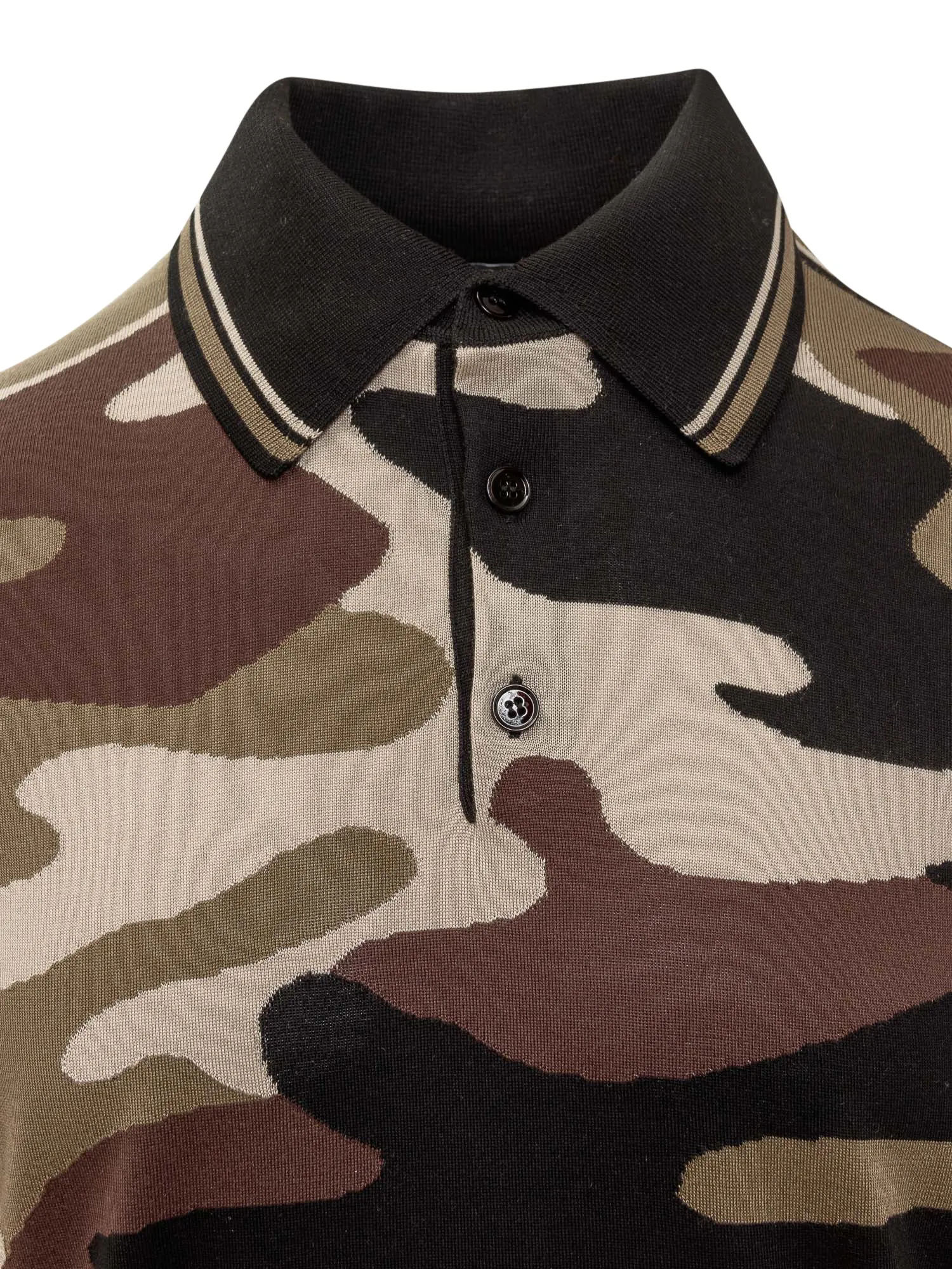 Dolce & Gabbana Camouflage Intarsia Short-Sleeved Polo Shirt