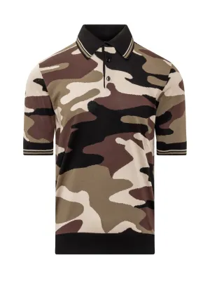 Dolce & Gabbana Camouflage Intarsia Short-Sleeved Polo Shirt