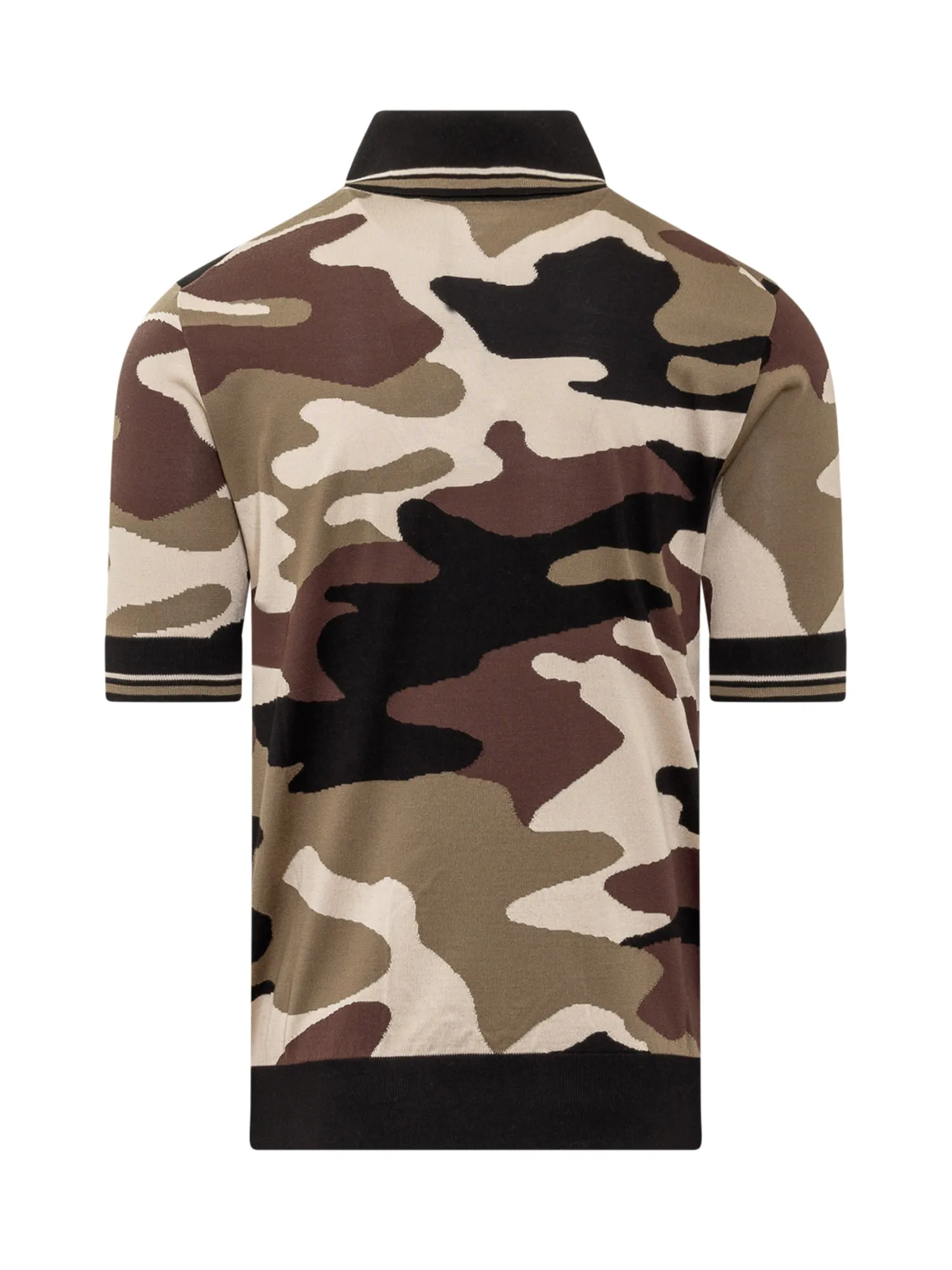 Dolce & Gabbana Camouflage Intarsia Short-Sleeved Polo Shirt