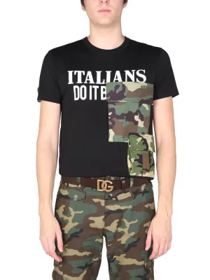 Dolce & Gabbana Camouflage Patched T-Shirt