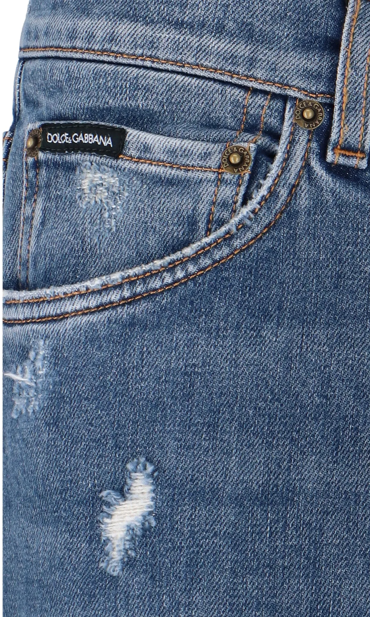 Dolce & Gabbana Distressed Logo Patch Jeans