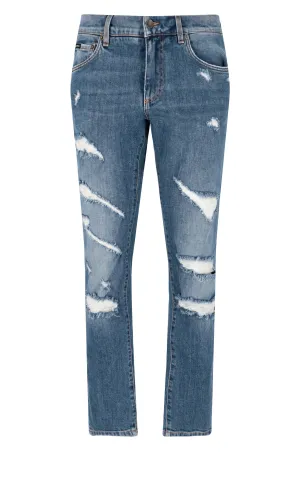 Dolce & Gabbana Distressed Logo Patch Jeans