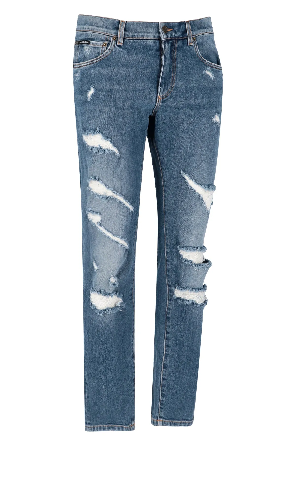 Dolce & Gabbana Distressed Logo Patch Jeans