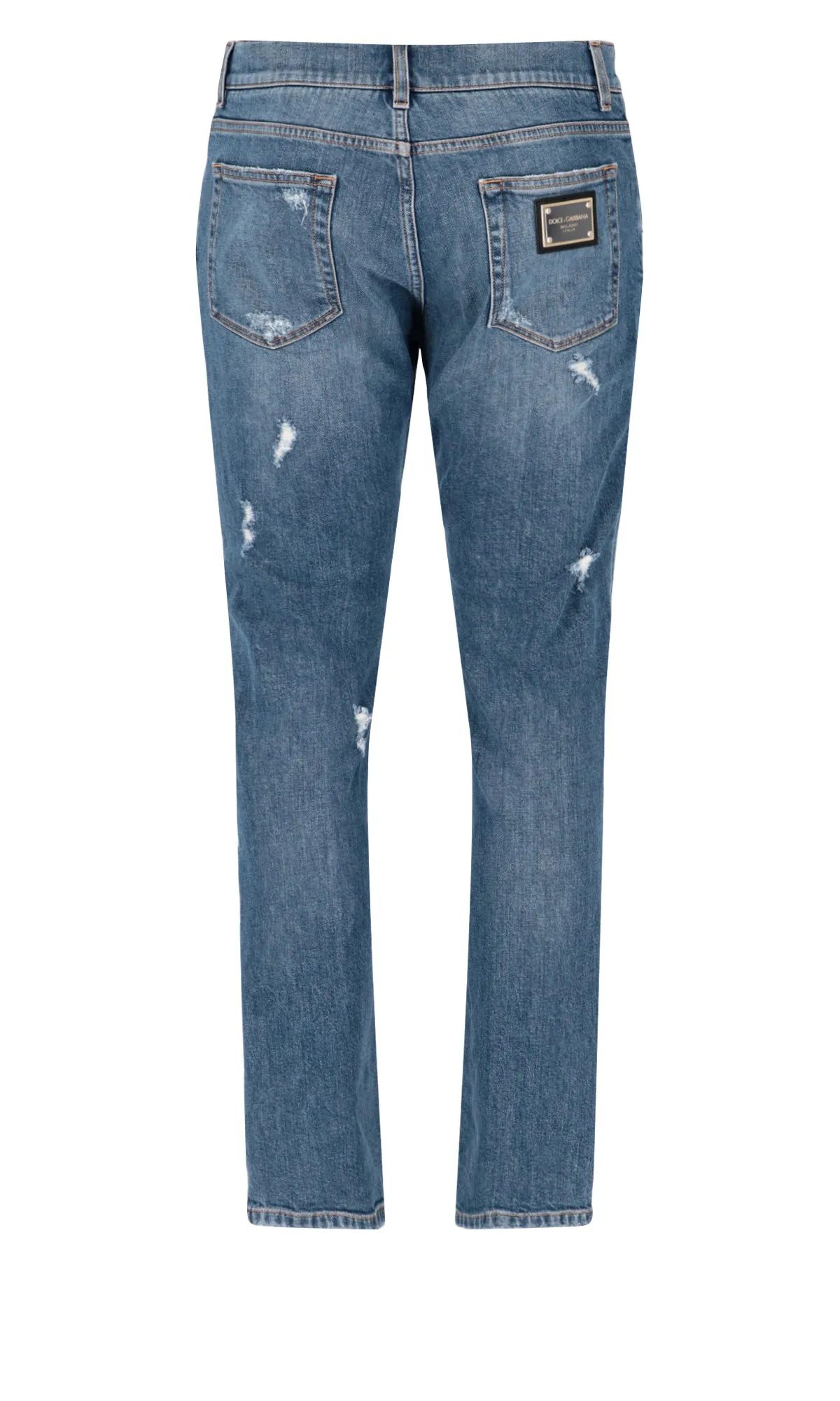 Dolce & Gabbana Distressed Logo Patch Jeans
