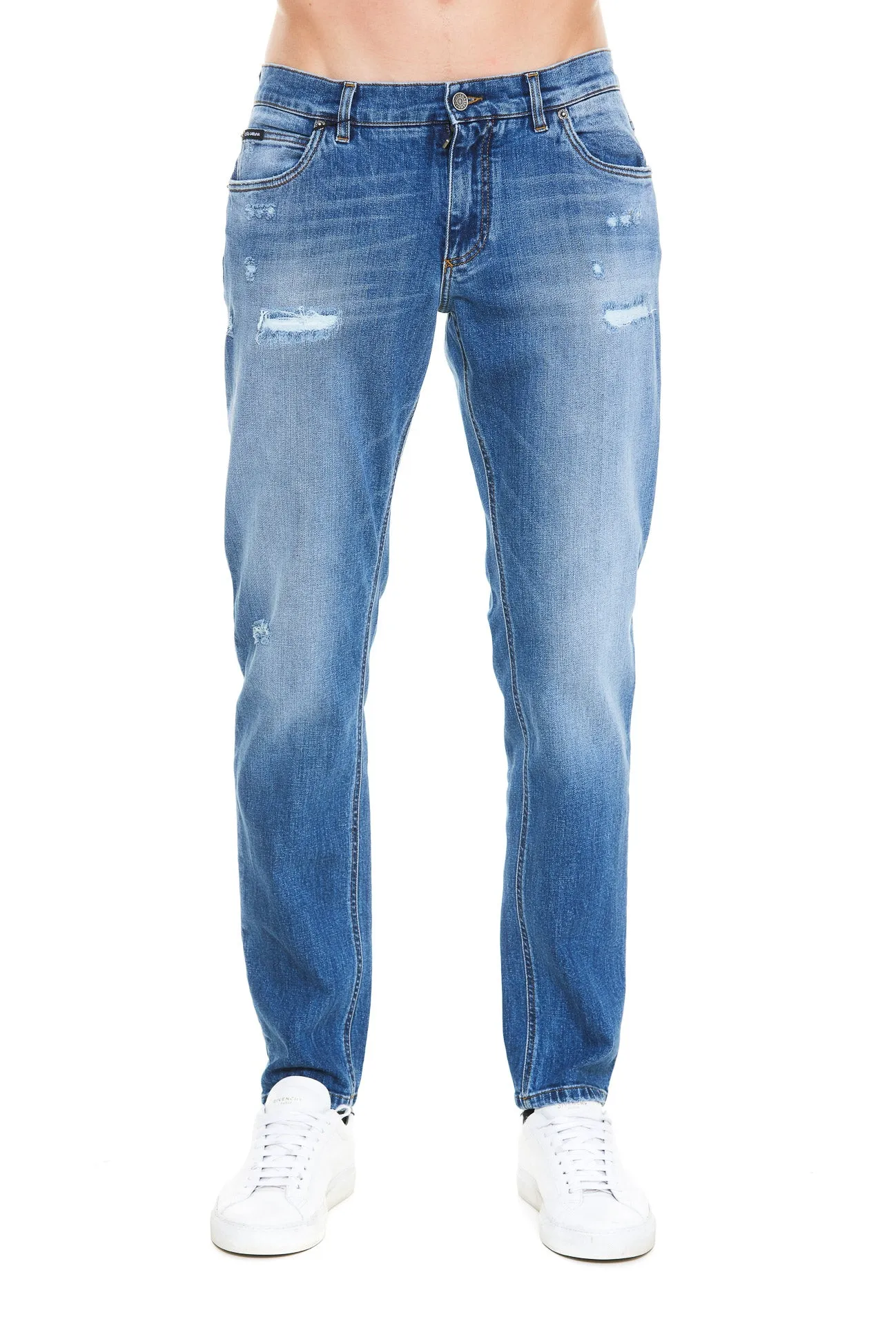 Dolce & Gabbana Distressed Regular-Fit Stretch Jeans